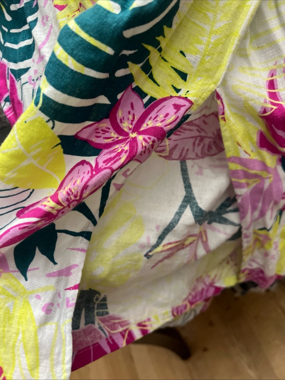 Nicole Miller White Jumpsuit with Pink & Green Tropical Print - Picture 7 of 9
